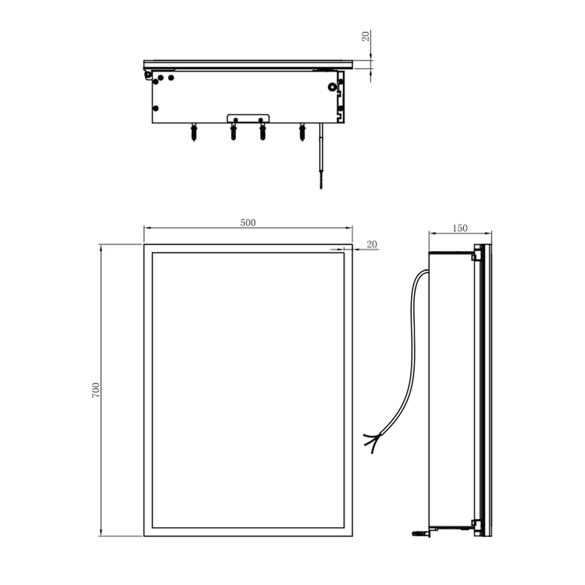 Lapis LED Mirrored Wall Single Cabinet 500x700mm