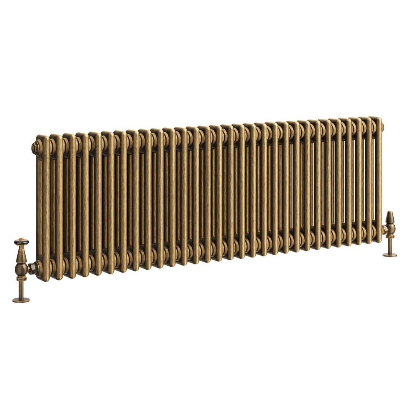Clement Antique Brass Double Horizontal Column Radiator 400x1370mm
