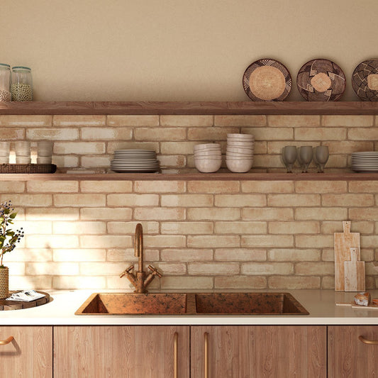 Inca Beige Glossy Ceramic Brick Tile 75x300mm