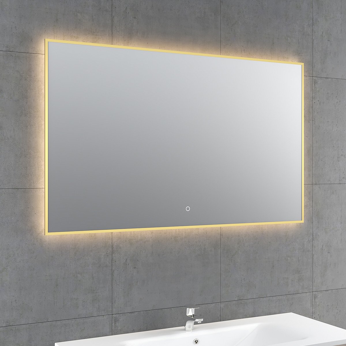 Rione Rectangular Gold Backlit LED Mirror 1200x550mm
