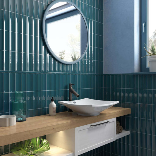 Valencia In Naval Gloss Ceramic Tile 200x65mm