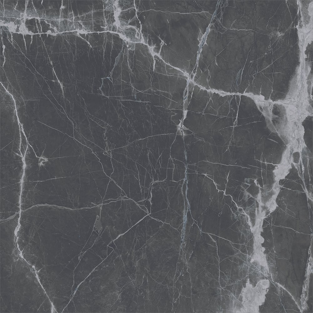Glacier Black Marble Gloss Porcelain Tile 900x900mm