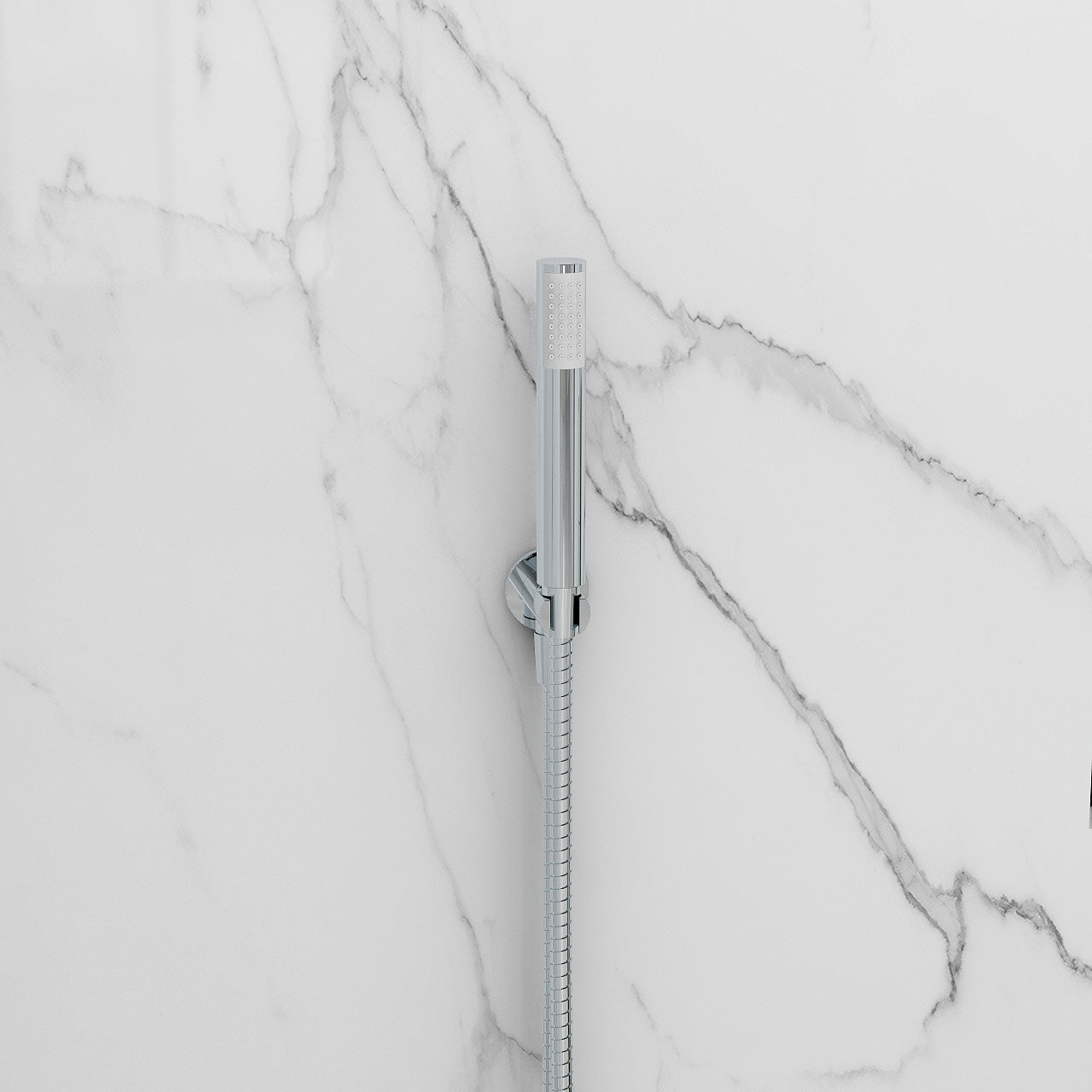 Arco pencil shower handset with braided hose and wall outlet elbow