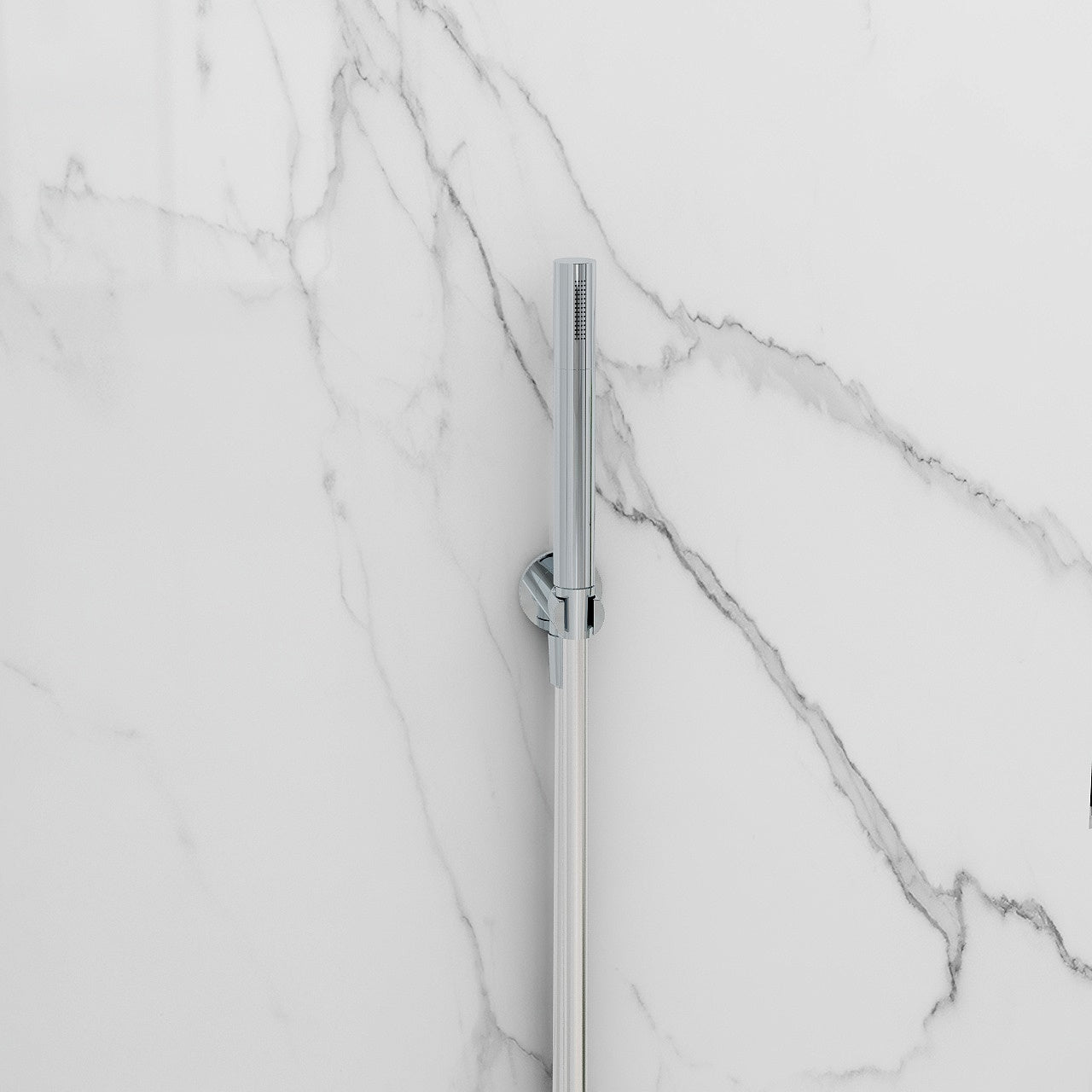 Arco pencil brass shower handset with smooth hose and wall outlet elbow