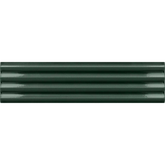 Accordion Ribbed Lauren Green Matt Ceramic Brick Tile 200x50mm