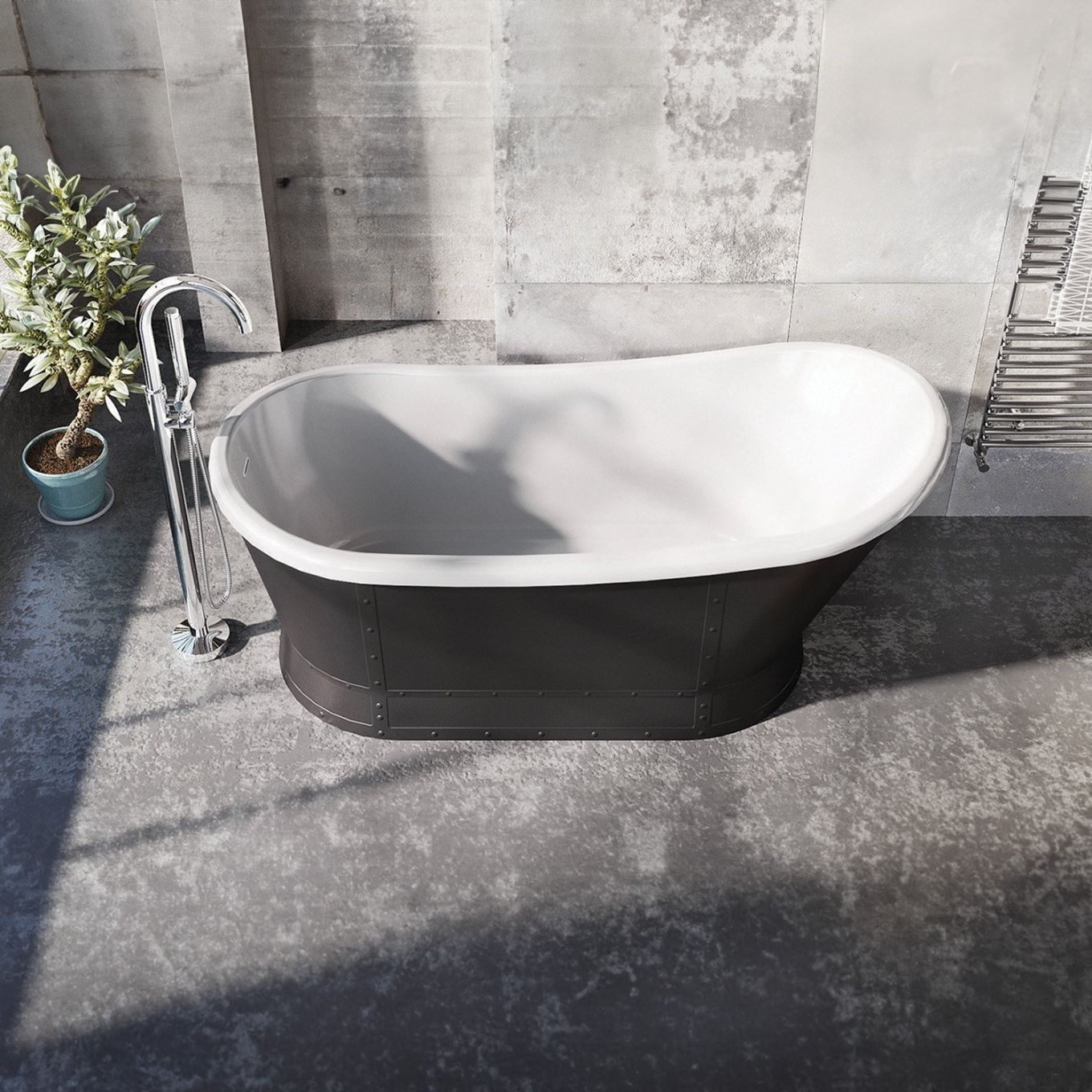 Hoff Black Freestanding Acrylic Bath 1676x780mm