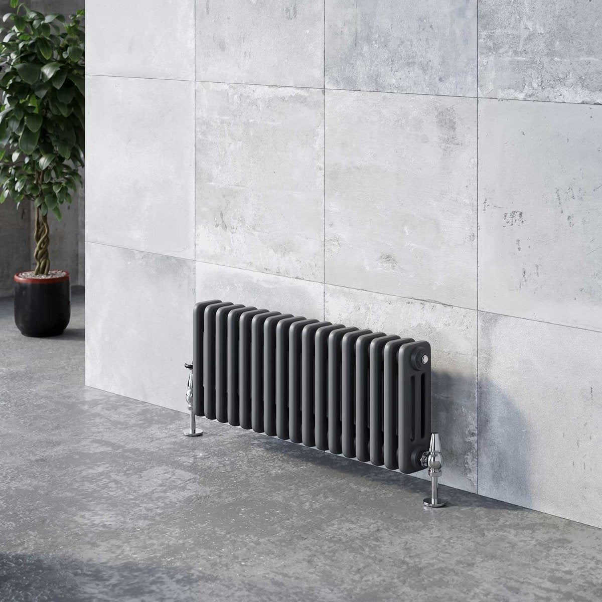Upton Grey Quadruple Horizontal Column Radiator 300x785mm