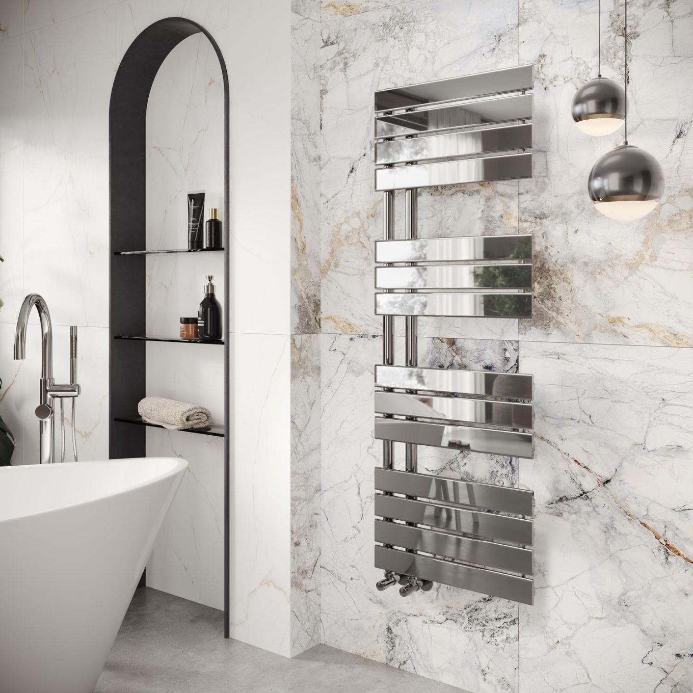 Tarvos Chrome Heated Towel Rail 1400x550mm