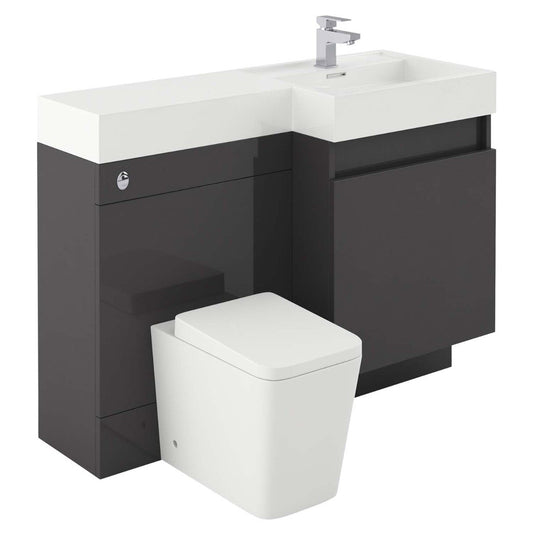 Summers Titanium Grey Right Hand Combination Vanity Basin and WC Unit 1200mm