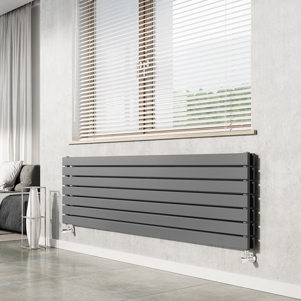 Perth Grey Double Horizontal Flat Panel Radiator 610x1800mm