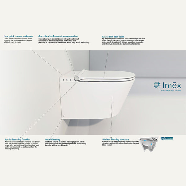 Imex Arco White Back To Wall Rimless Smart Pan