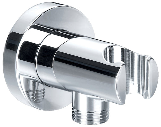 Imex Chrome Round Wall Shower Outlet Elbow With Bracket