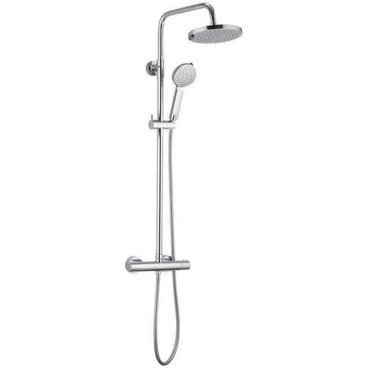 IMEX Arco Chrome Thermostatic Bar Valve With Rigid Riser Fixed Head And Handset