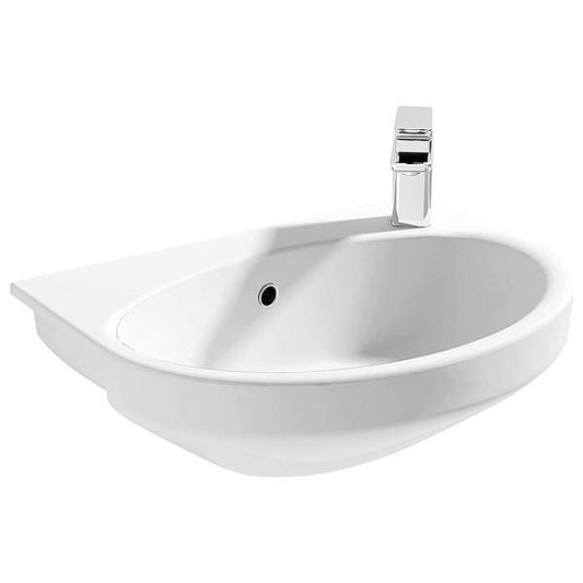 IMEX Alma White 505mm Semi Countertop Basin With 1 Tap Hole