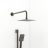 200mm stainless steel square slimline showerhead and design brass shower arm in Matt Black