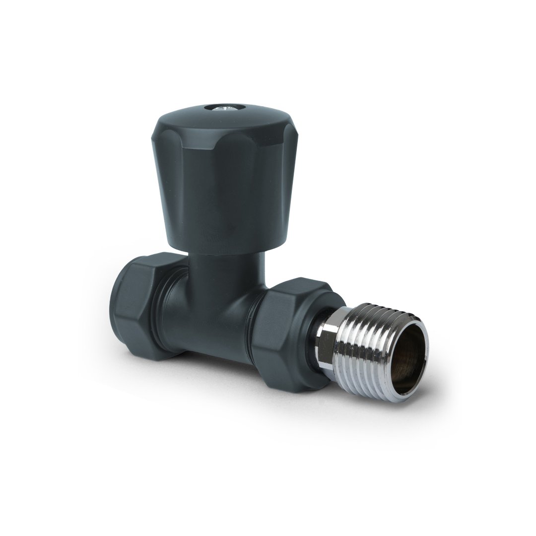Thermostatic Anthracite Straight Pair of Radiator Valves