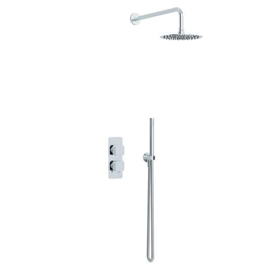 Quadro 2 handle dual diverter shower pack with round accessories in Chrome