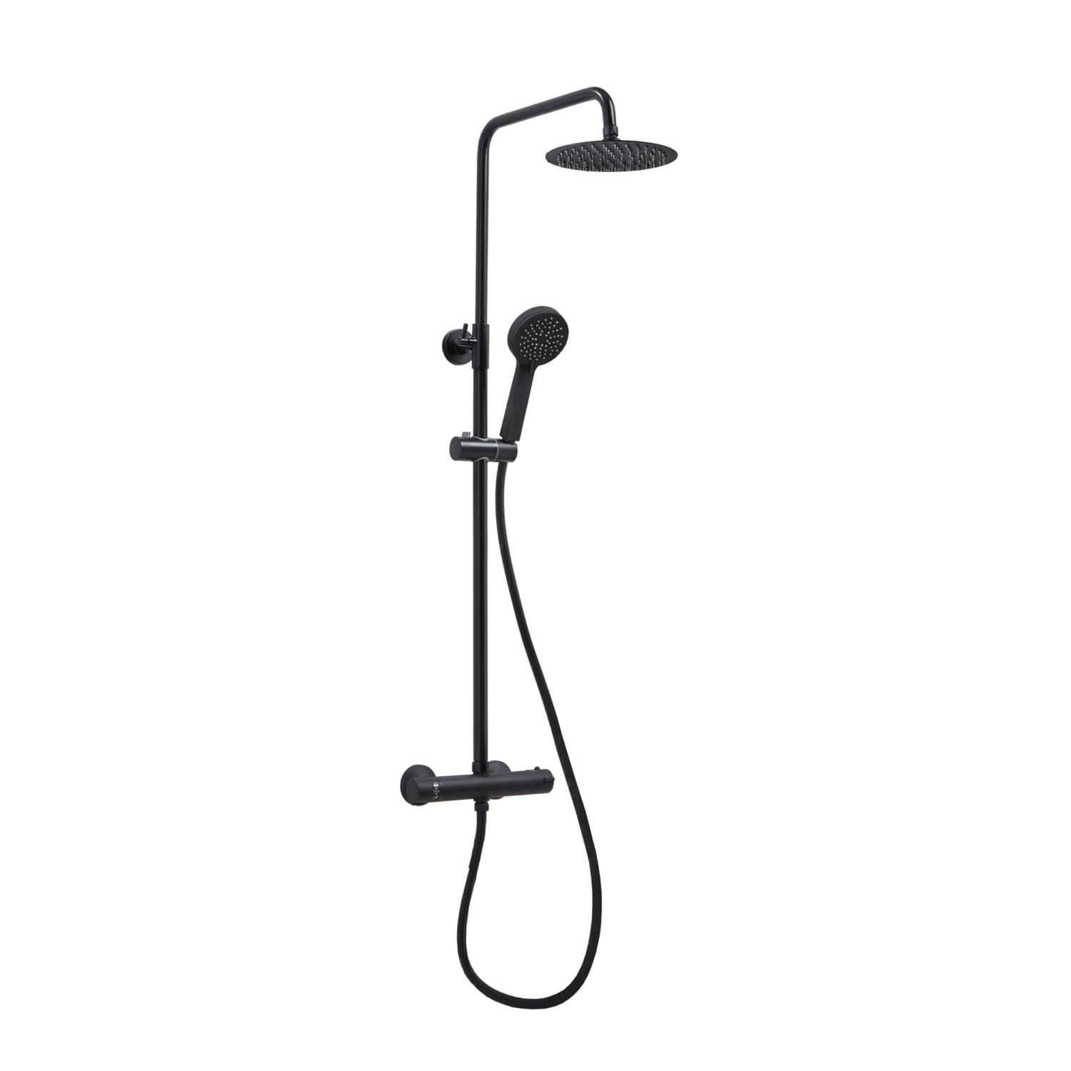 Middleton Black Round Rigid Riser Shower Inc. Easykit