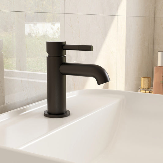 Ravine basin mixer in Matt Black with universal clicker waste