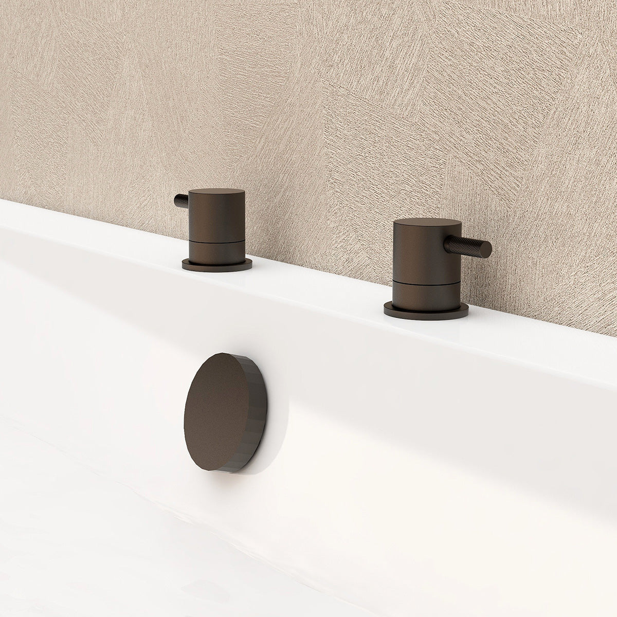 Ravine deck mounted cold/hot shut off valve in Matt Black