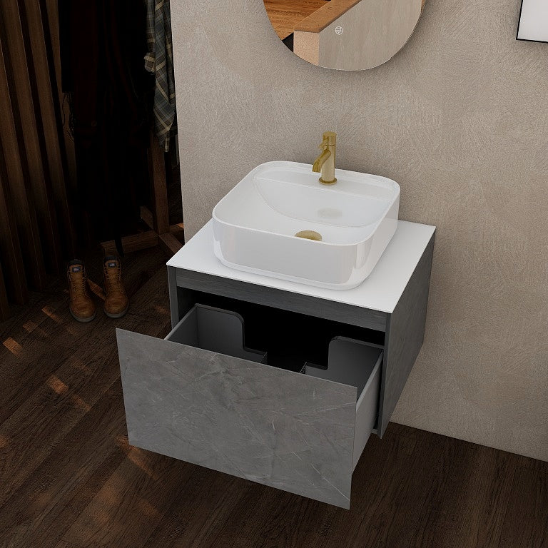 Ravine 600 Single drawer cabinet in Grey Marble