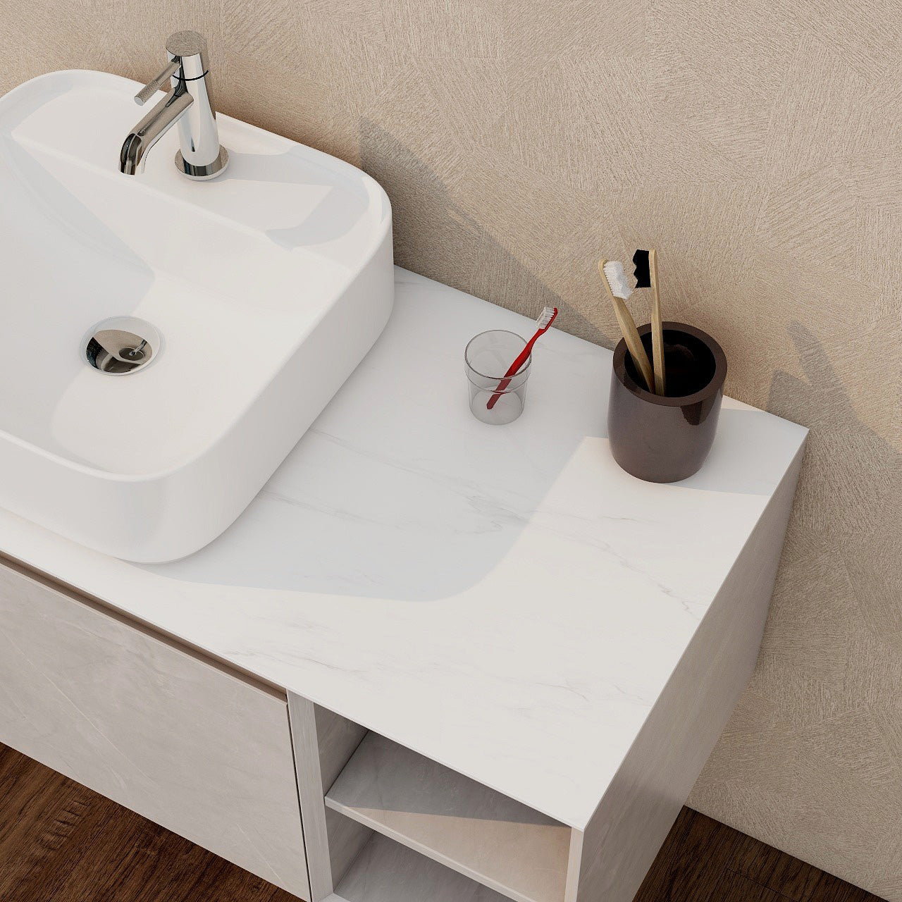 Ravine Quartz 900 White Marble Worktop