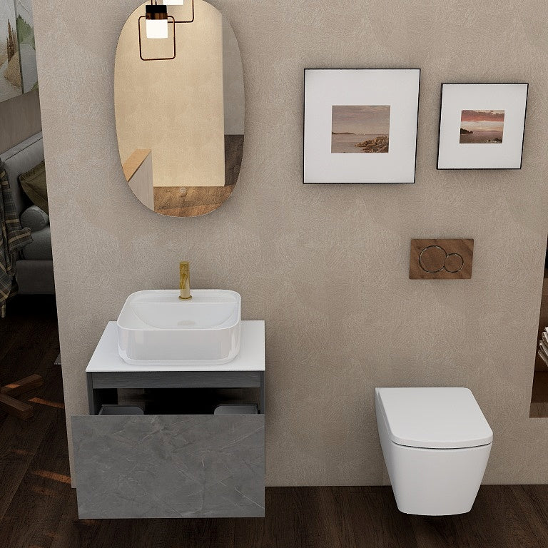 Ravine 600 Single drawer cabinet in Grey Marble