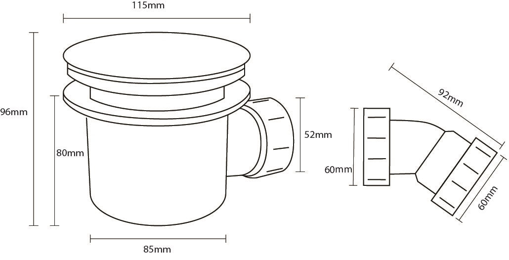 Black 90mm Fast Flow Waste