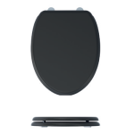 Wyndham Soft close wooden seat in black, with chrome fittings