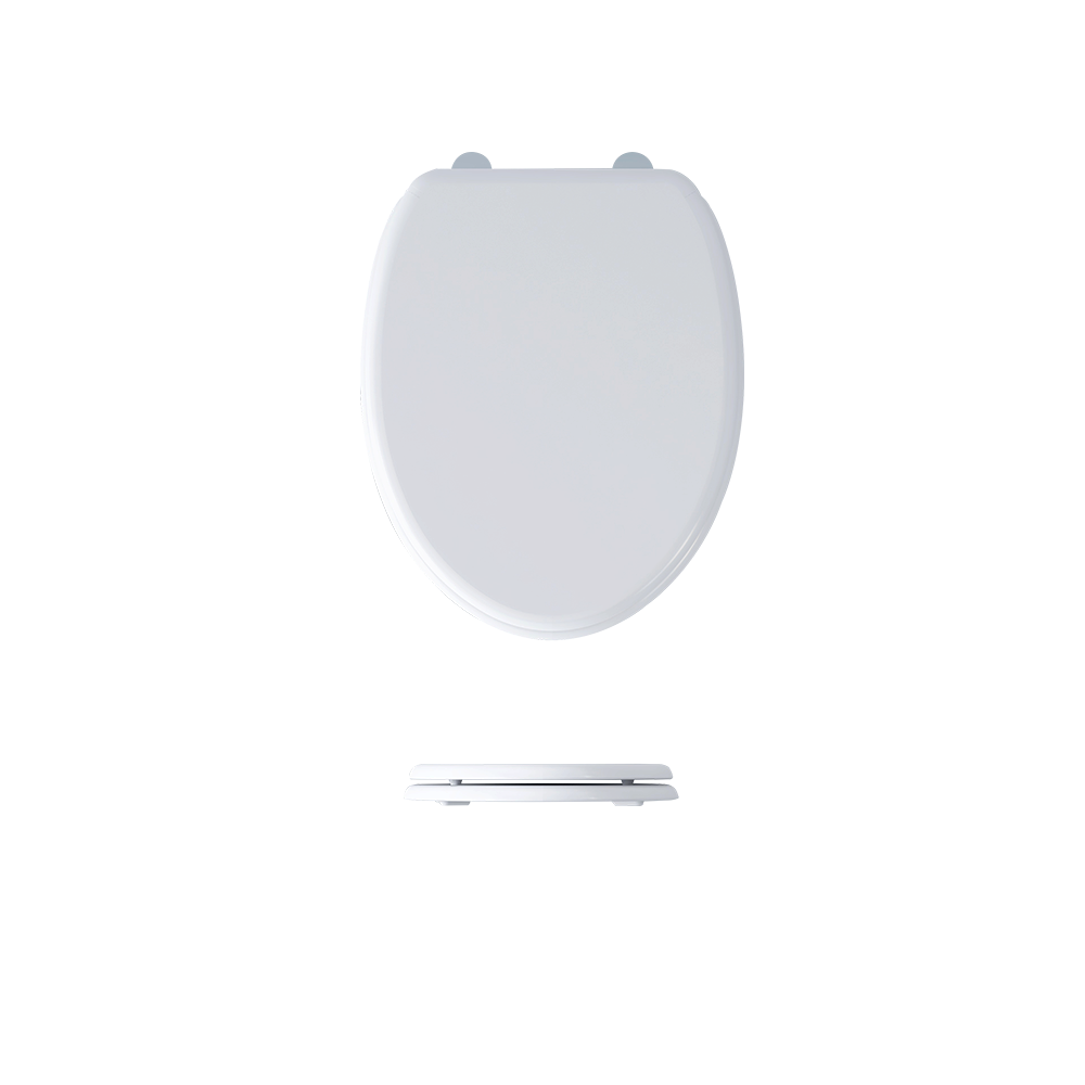 Wyndham Soft close wooden seat in white, with chrome fittings