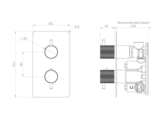 Saneux COS 1 Way Shower Plate & Shrouds - Chrome