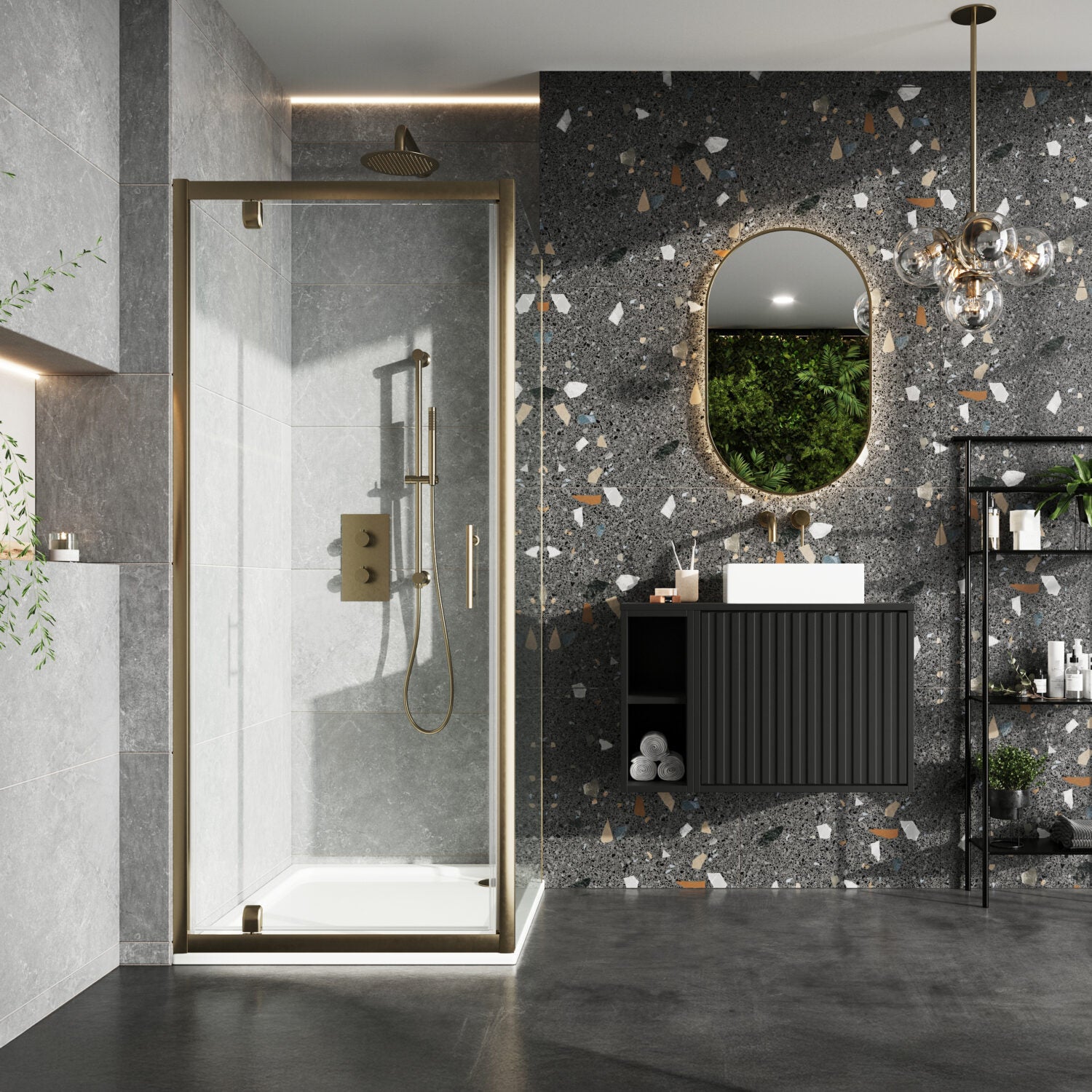 S6 Brushed Brass Pivot Door 800