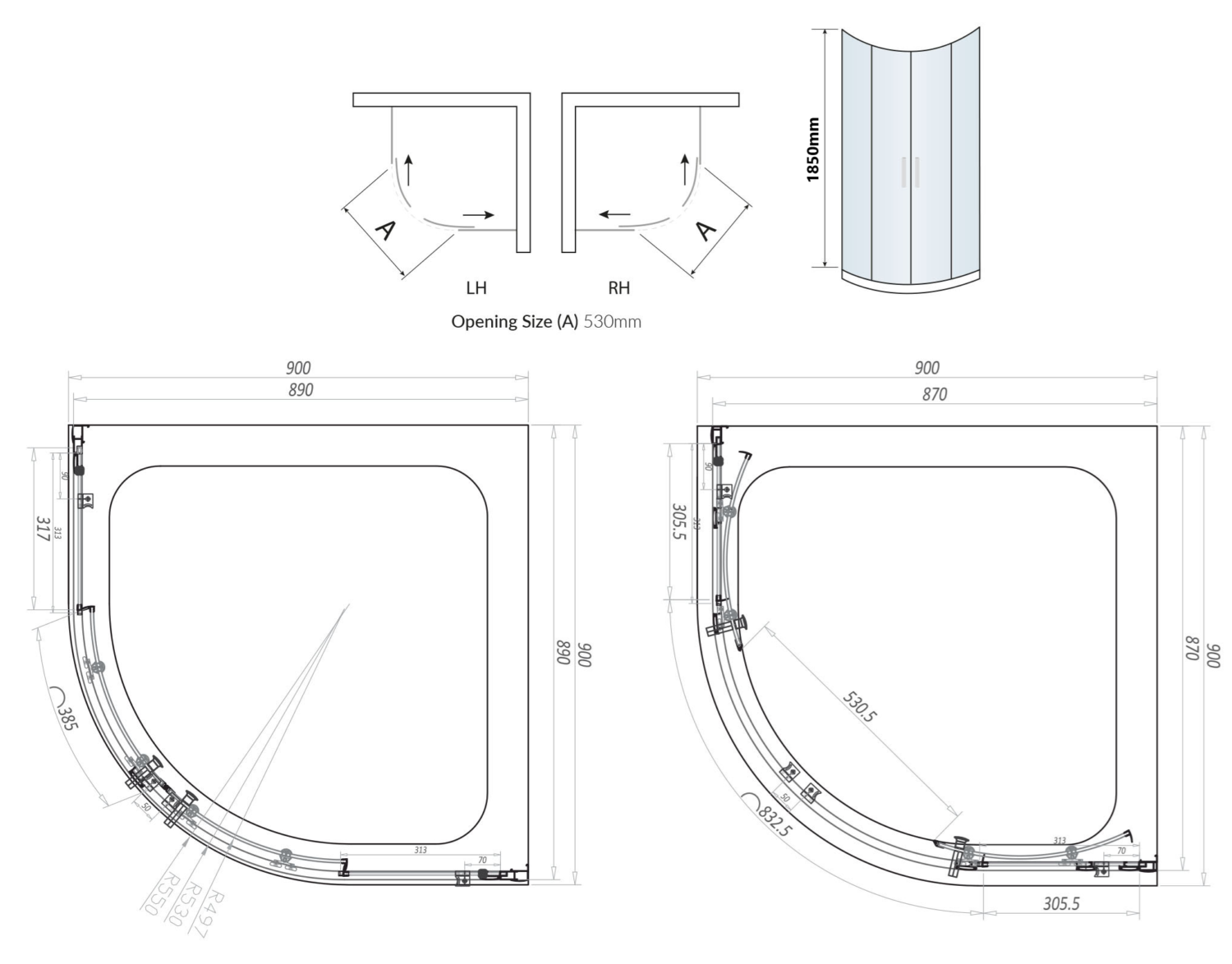 Black Double Door Quadrant 900×900