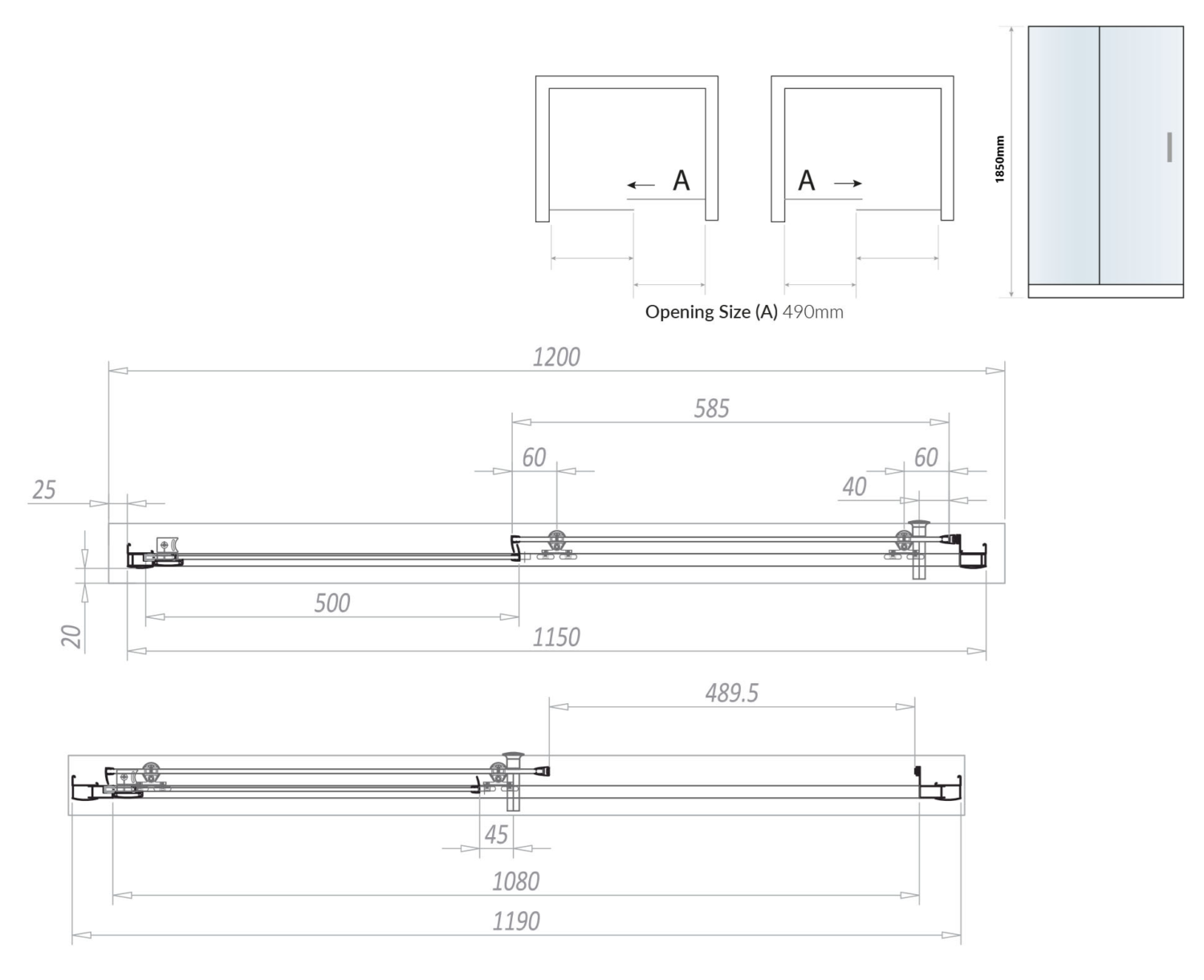S6 Black Sliding Door 1200