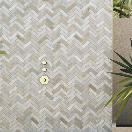 Sofia Matt White Herringbone Tile 600x400mm