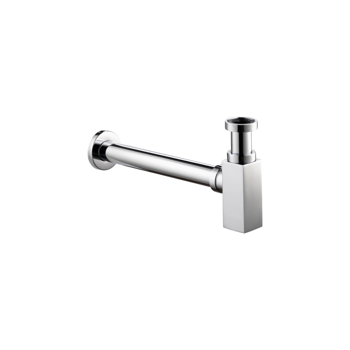 Square 1 1/4" chrome bottle trap and pipe