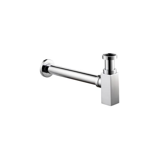 Square 1 1/4" chrome bottle trap and pipe