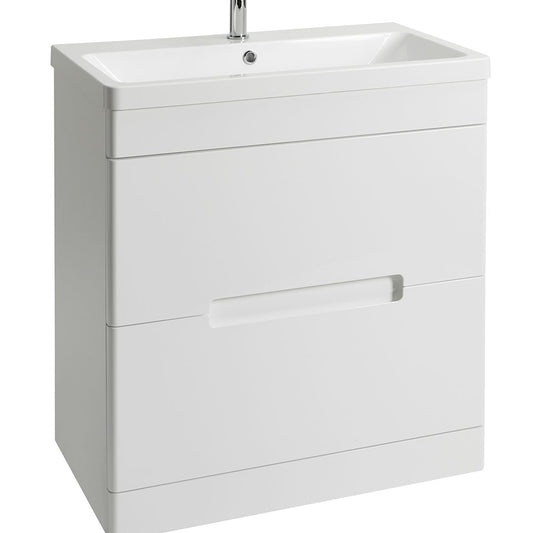Elegant Haven Selkirk 800 Gloss White Floor Standing 2 Drawer Unit And Basin 54101-