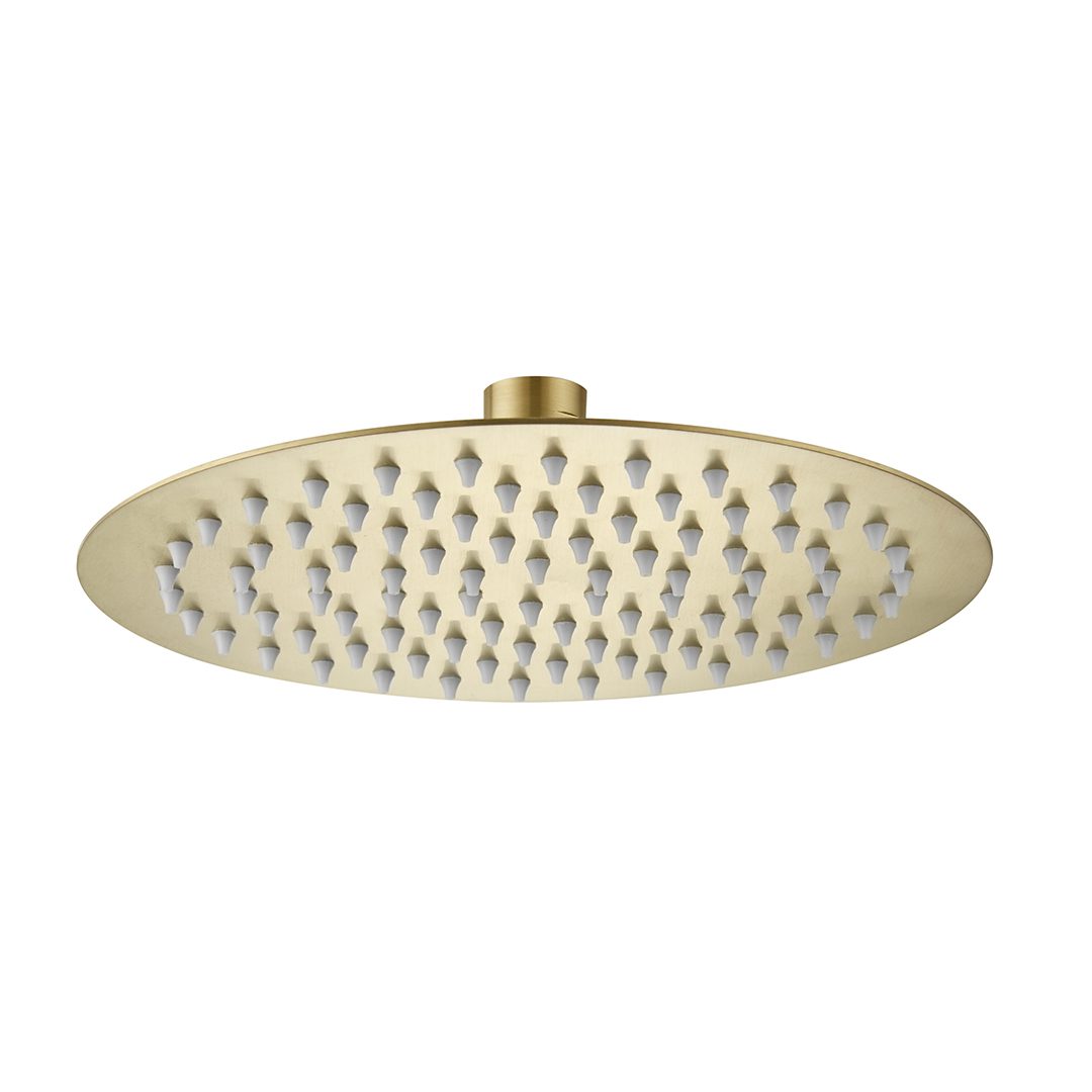 Elegant Haven 200 Round Brushed Brass Rainfall Slim Shower Head S