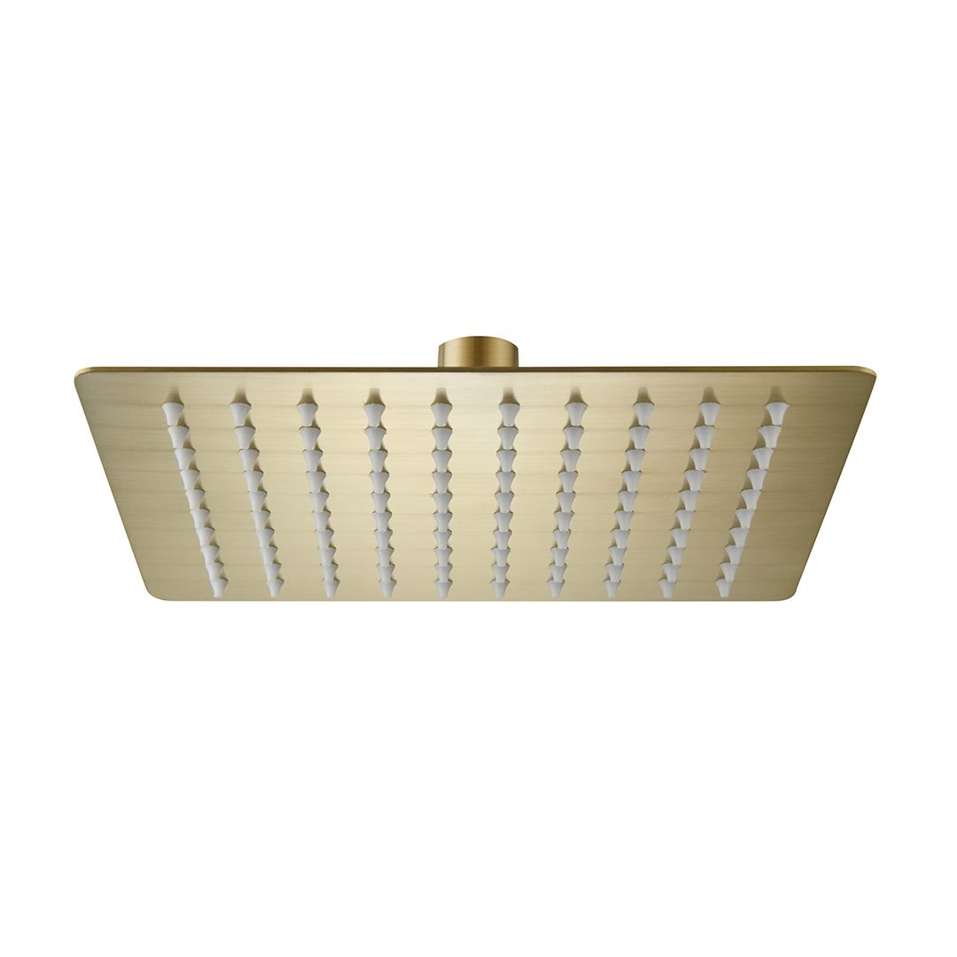 Elegant Haven 200 Square Brushed Brass Rainfall Slim Shower Head S