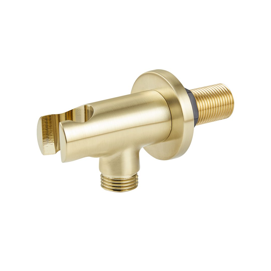 Elegant Haven Round Brushed Brass Wall Outlet And Holder S
