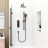 Quadro 3 handle dual diverter shower pack with overhead shower, slide rail and multifunction handset in Matt Black