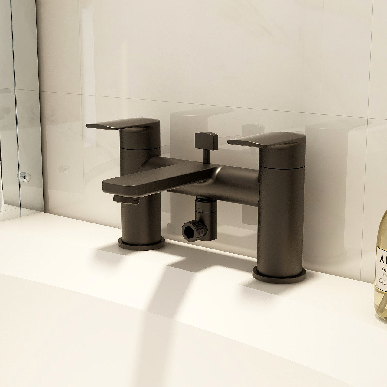 Suburb bath shower mixer in Matt Black with kit (Incl hose, handset and wall bracket)