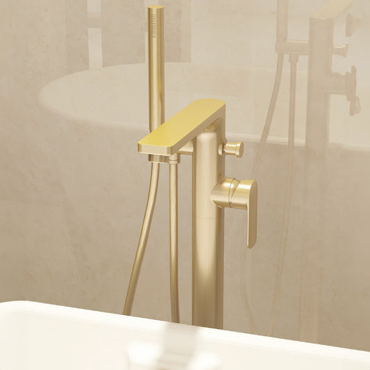 Suburb floor standing bath shower mixer in Brushed Brass with Hose and handset
