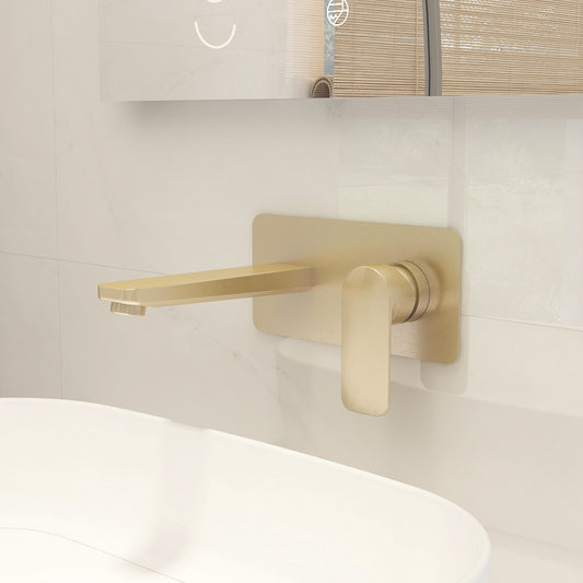 Suburb wall mounted basin mixer in Brushed Brass