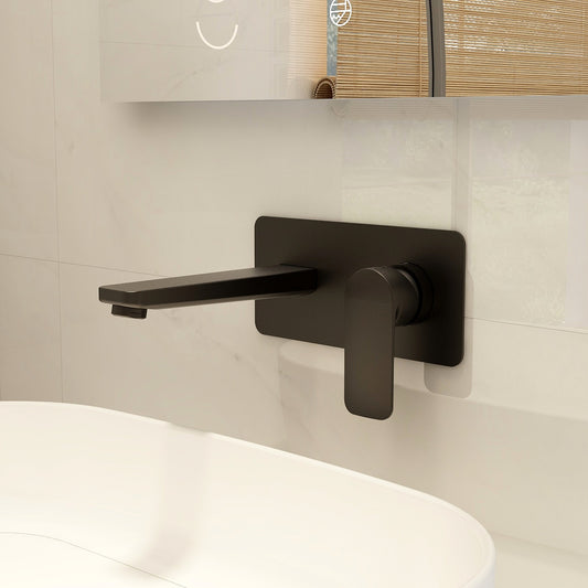 Suburb wall mounted basin mixer in Matt Black