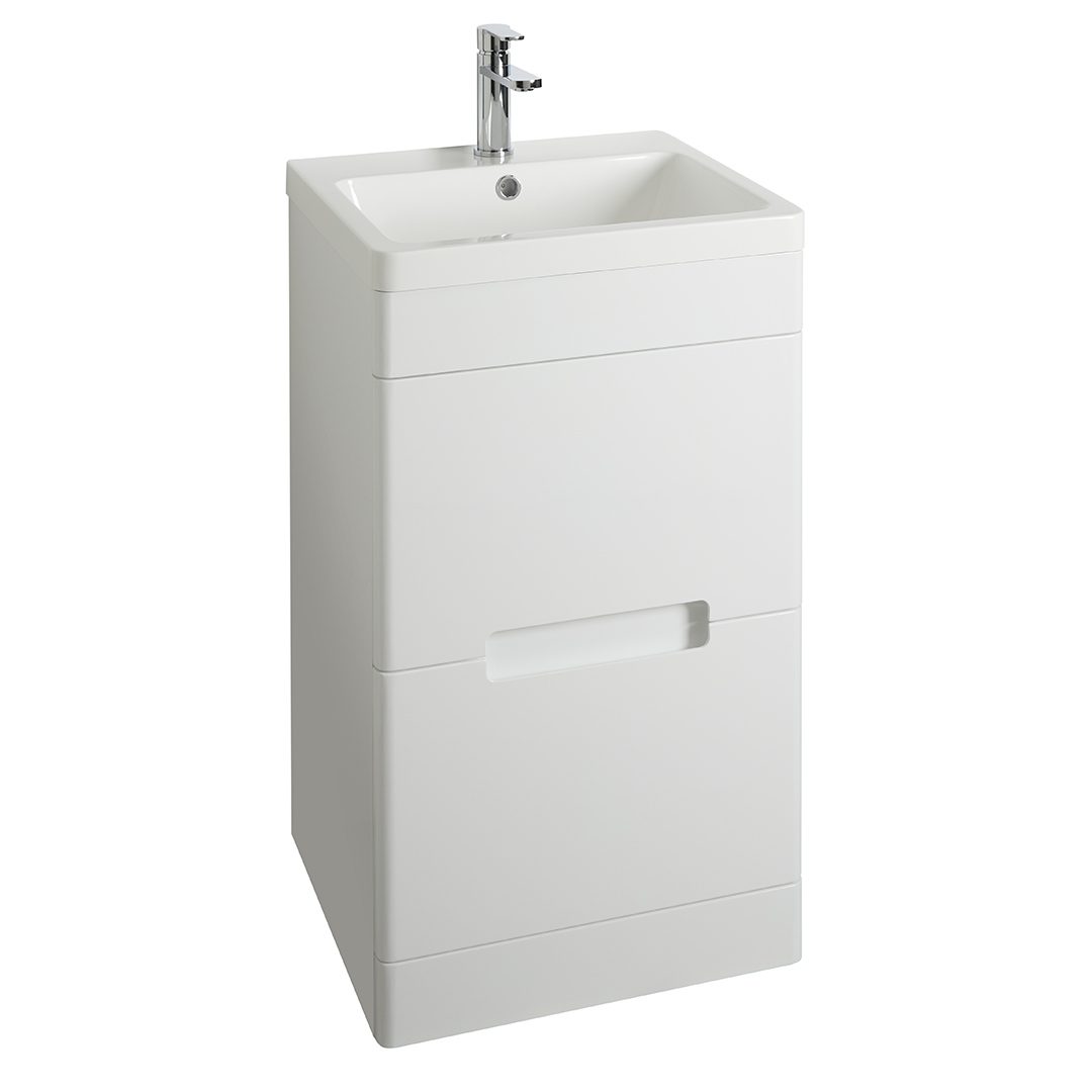 Elegant Haven Selkirk 500 Gloss White Floor Standing 2 Drawer Unit And Basin 53301-53000/5