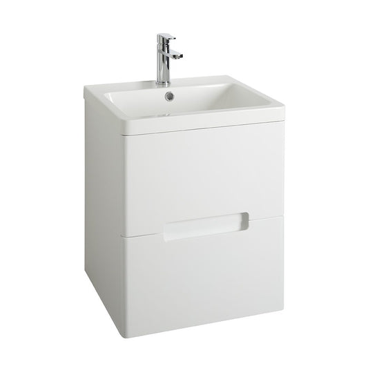 Elegant Haven Selkirk 600 Gloss White Wall Mounted 2 Drawer Unit And Basin 53401-53100/5