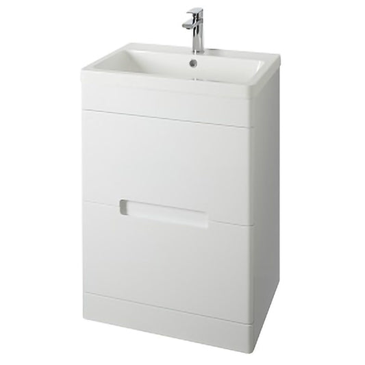 Elegant Haven Selkirk 600 Gloss White Floor Standing 2 Drawer Unit And Basin 53501-53100/5
