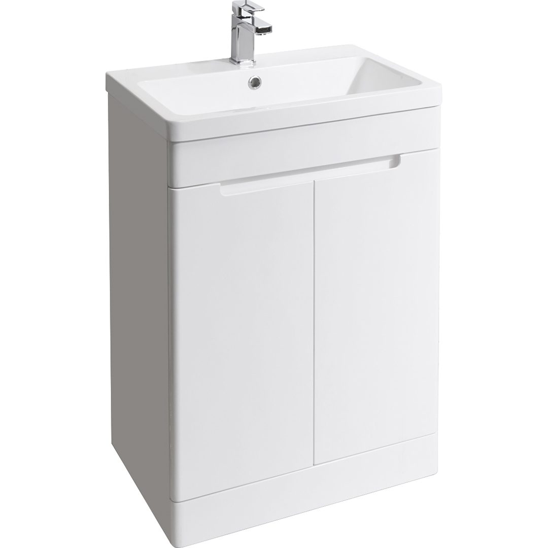 Elegant Haven Selkirk 600 Gloss White Floor Standing 2 Door Unit And Basin 53101-53100/5